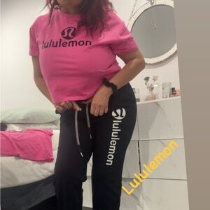 lululemon athletica Black Track Pants with Relaxed Fit and Athletic Material